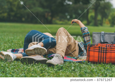 heterosexual couple, date, picnic 87871267