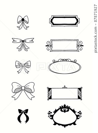 Ribbon frame decoration illustration set Ribbon frame decoration illustration set 87871927