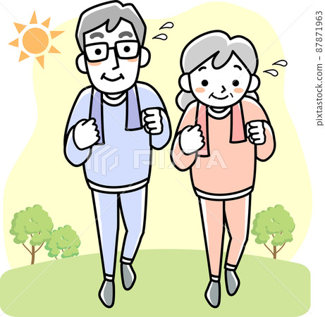 Senior men and women running 87871963