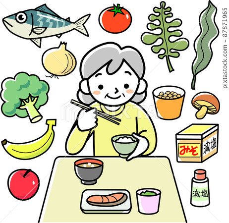 老年婦女吃的食物 87871965