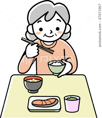 Senior woman to eat 87871967