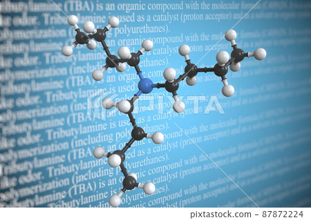Molecular model of tributylamine, 3D rendering Molecular model of tributylamine, 3D rendering 87872224