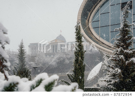 Official residence of Georgian President in Tbilisi covered with snow Official residence of Georgian President in Tbilisi covered with snow 87872934