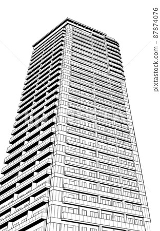 卡通風格鋼筆繪圖插圖 Residential_Apartment 卡通風格鋼筆繪圖插圖 Residential_Apartment 87874076
