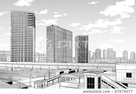 卡通風格鋼筆繪圖插圖 Residential_Apartment 卡通風格鋼筆繪圖插圖 Residential_Apartment 87874077