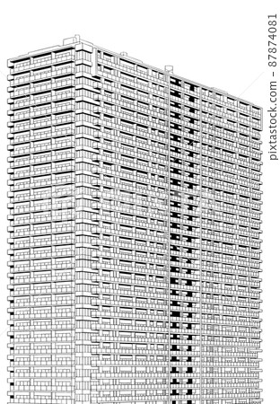 Cartoon style pen drawing illustration Residential_Apartment 87874081