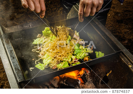 Normal fried chow mein noodles dish 87874837