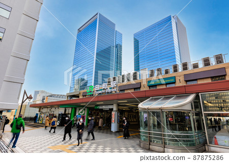 Tokyo Minato-ku JR Tamachi Station Mita Exit (West Exit) Cityscape Tokyo Minato-ku JR Tamachi Station Mita Exit (West Exit) Cityscape 87875286