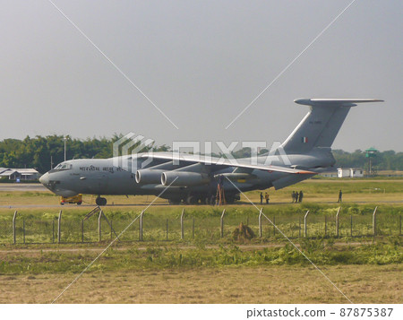 Indian Air Force Ilyushin Il-76 transport aircraft parked in Bagdogra, India Indian Air Force Ilyushin Il-76 transport aircraft parked in Bagdogra, India 87875387