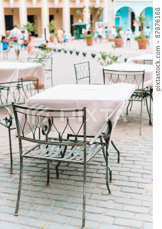 Summer empty open air restaraunt in havana city. Summer empty open air restaraunt in havana city. 87876168