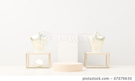 3d render abstract display podium platform for  product presentation and advertising. Minimal scene backdrop with clean design. Vacant pedestal for mock up. Empty stage with pastel color for cosmetic. 87876630