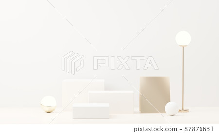 3d render abstract display podium platform for  product presentation and advertising. Minimal scene backdrop with clean design. Vacant pedestal for mock up. Empty stage with pastel color for cosmetic. 87876631