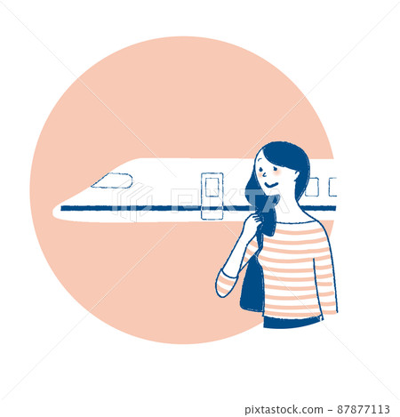 旅行的女性和新幹線 87877113