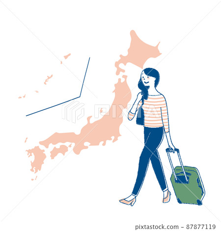 Traveling women and maps of Japan 87877119