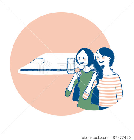 Shinkansen with traveling women 87877490