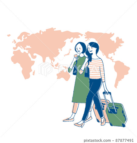 旅行的婦女和世界地圖 87877491