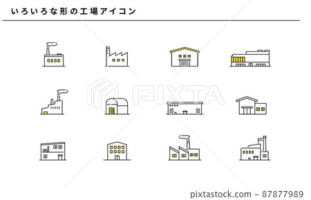 Various shapes of factory icon sets, vectors 87877989