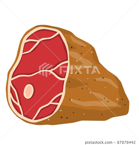 Piece of raw meat. Cut off half beef piece 87878442