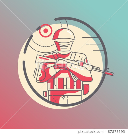 Military poliece guard solidier icon, minimalist flat style Military poliece guard solidier icon, minimalist flat style 87878593