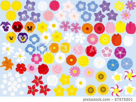 Colorful colorful flower illustration set 87878801