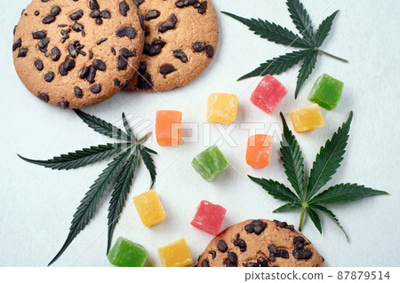 American cookies with cannabis extract. Sweets with CBD oil American cookies with cannabis extract. Sweets with CBD oil 87879514