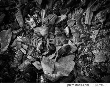 Close-up view of Black charcoal texture background. 87879698