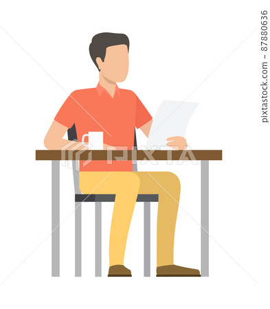 Person Reading and Sitting Vector Illustration 87880636