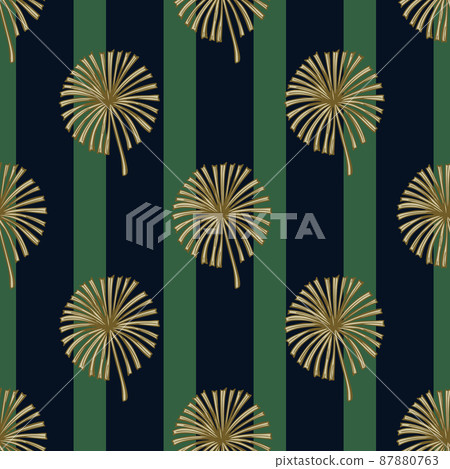 Fan palm leaves seamless pattern on. Vintage tropical foliage in engraving style. Fan palm leaves seamless pattern on. Vintage tropical foliage in engraving style. 87880763