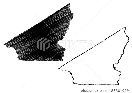 Southampton County, Commonwealth of Virginia (U.S. county, United States of America, USA, U.S., US) map vector illustration, scribble sketch Southampton map 87881069