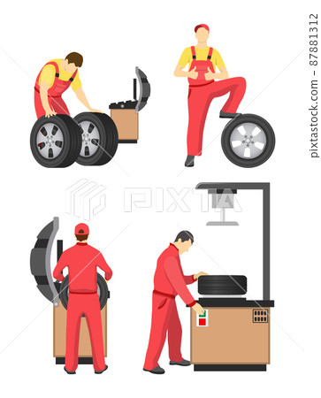 Wheel Service Colorful Banner Vector Illustration 87881312