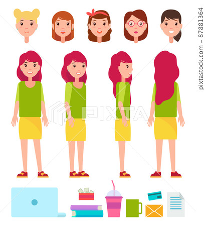 Female Person Constructor Vector Illustration 87881364