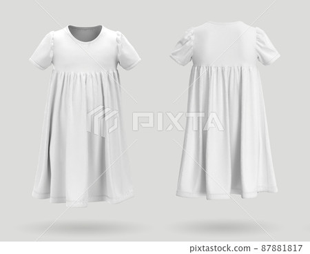 White baby dress on a gray background. 3d rendering, 3d illustration 87881817