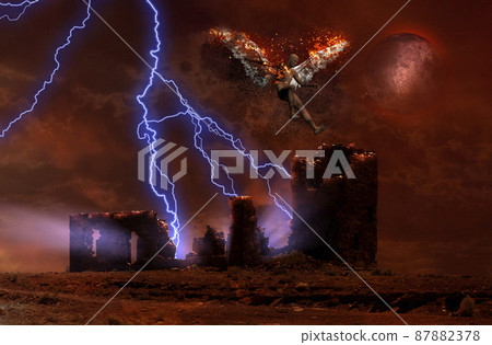 Ruined temple and fallen angel Ruined temple and fallen angel 87882378