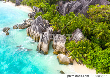Anse Source D'Argent - the most beautiful beach of Seychelles. La Digue Island, Seychelles Anse Source D'Argent - the most beautiful beach of Seychelles. La Digue Island, Seychelles 87883366