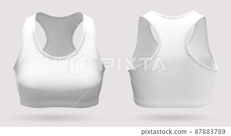 Sports women's top bra of white color 3d rendering.  87883789
