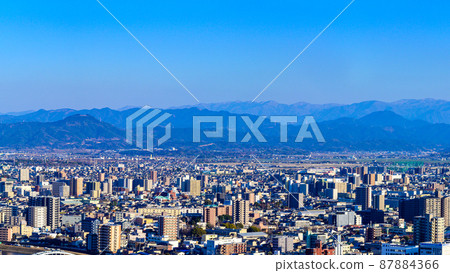 Overlooking scenery (Kumamoto city) "Panorama scenery of Kumamoto city against the background of Kyushu mountains" 2022 (end of February) Hanaokayama 87884366
