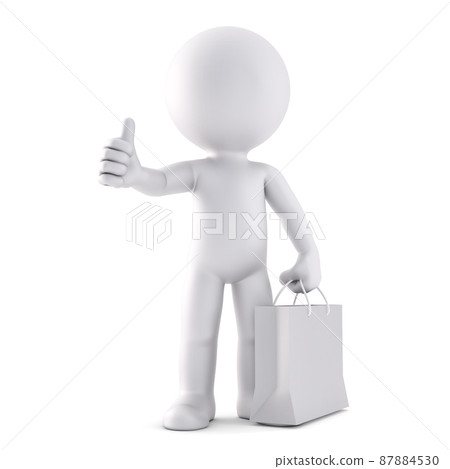 Man with shopping bag. 3D illustration. Isolated 87884530