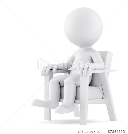 Man sitting on a chair. 3D illustration. Isolated Man sitting on a chair. 3D illustration. Isolated 87884533
