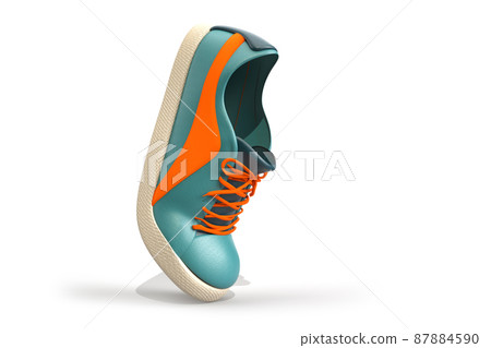 Side view of a single casual shoe. 3D illustration 87884590