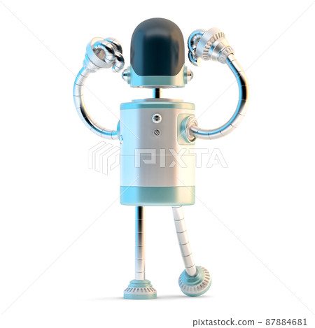 Powerful robot. 3D illustration. Isolated on white 87884681