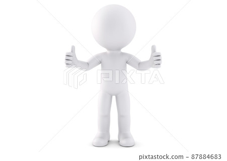 Man with thumb up gesture. 3D illustration. Isolated Man with thumb up gesture. 3D illustration. Isolated 87884683
