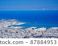 Sea, sky and cityscape seen from winter mountains 87884953