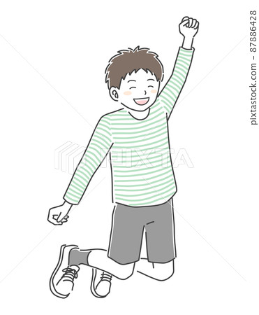 Illustration material of boy jumping with a smile - Stock Illustration ...