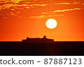 Ferries and sunsets sailing off the Shakotan Peninsula 87887123