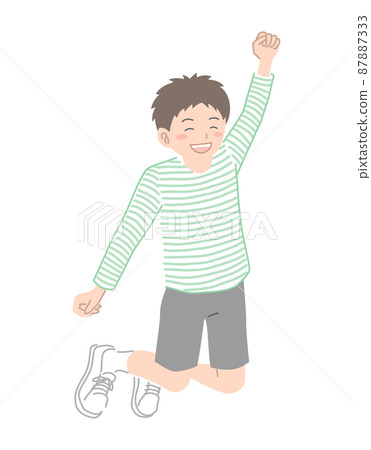 Illustration material of boy jumping with a smile - Stock Illustration ...