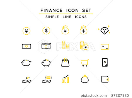 Simple and cute money line icon set 87887580