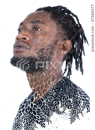 Paintography. A portrait of a male model combined with a painting. Paintography. A portrait of a male model combined with a painting. 87888477