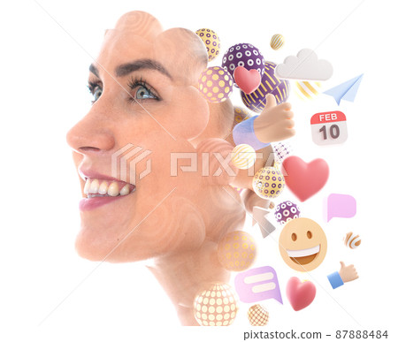 A portrait of a young woman illustrating mobile technologies 87888484