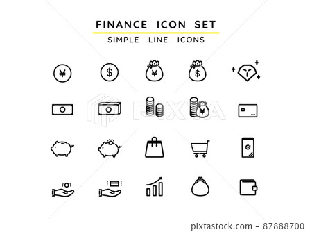 Simple and cute money line icon set (monochrome) 87888700