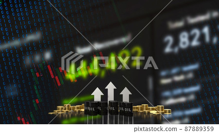 The gold coins and oil tank on business background  3d rendering 87889359